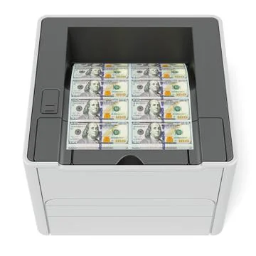 Printer with dollars Illustrazione stock