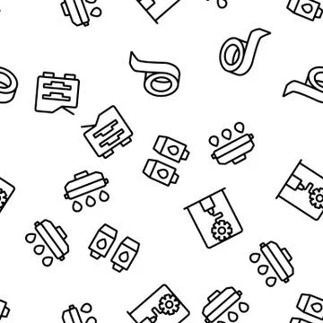 Printer Equipment Vector Seamless Pattern Stock Illustration