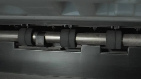 Printer exit roller closeup view Stock Footage 278208955