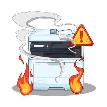 Printer fire illustration Illustrazione stock