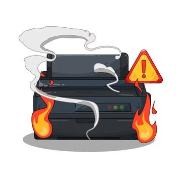 Printer fire illustration Illustrazione stock