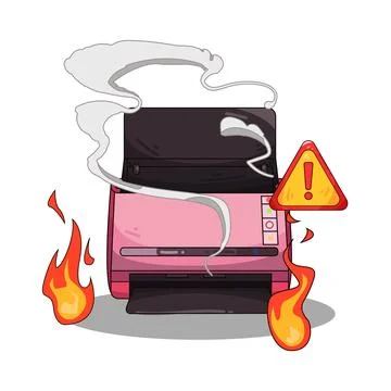 Printer fire illustration Illustrazione stock