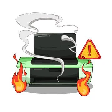 Printer fire illustration Illustrazione stock