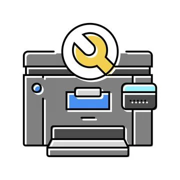 Printer fixing repair computer color icon vector illustration Stock Illustration
