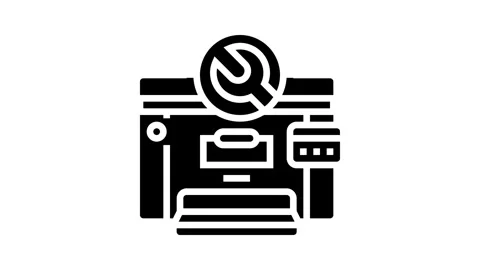 Printer fixing repair computer glyph icon animation 스톡 동영상 326153392