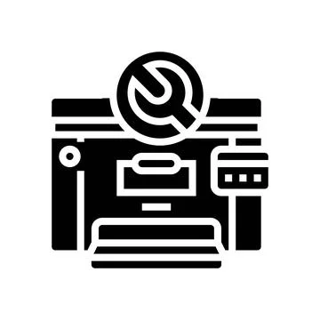 Printer fixing repair computer glyph icon vector illustration Stock Illustration