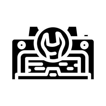 Printer fixing repair computer glyph icon vector illustration Stock Illustration