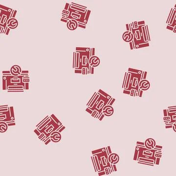 Printer fixing repair computer glyph seamless pattern Stock Illustration