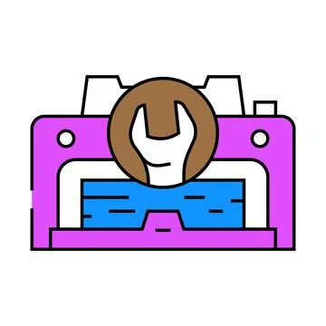 Printer fixing repair computer icon color illustration Stock Illustration