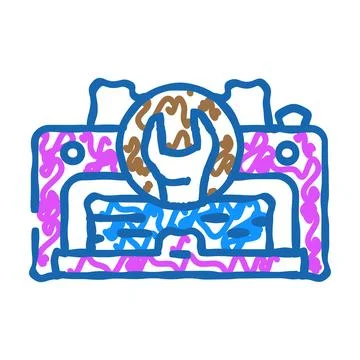 Printer fixing repair computer icon doodle illustration Stock Illustration
