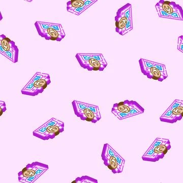 Printer fixing repair computer isometric icon seamless pattern Stock Illustration