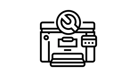 Printer fixing repair computer line icon animation Stock Footage 326132437