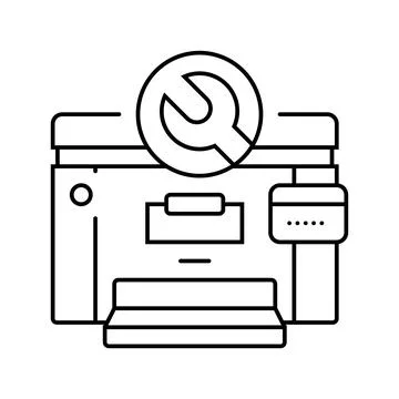 Printer fixing repair computer line icon vector illustration Stock Illustration