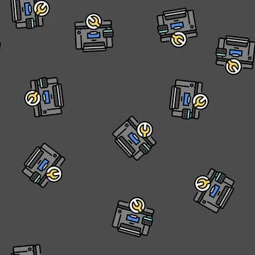 Printer fixing repair computer vector seamless pattern Stock Illustration