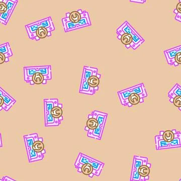 Printer fixing repair computer vector seamless pattern Stock Illustration