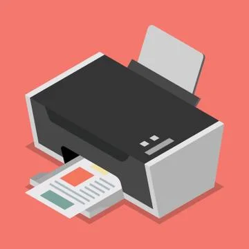 Printer flat style isometric Illustrazione stock
