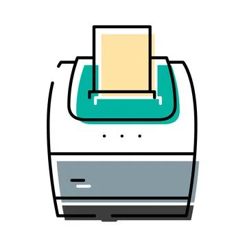 Printer generating document receiving paper for output Stock Illustration
