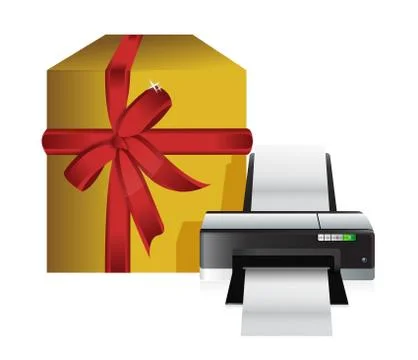 Printer gift box illustration design over a white background Ilustración de archivo