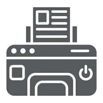 Printer glyph icon, device and print, fax sign, vector graphics, a solid pattern Stock Illustration