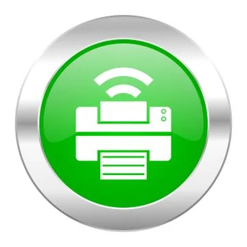 Printer green circle chrome web icon isolated. Stock Illustration