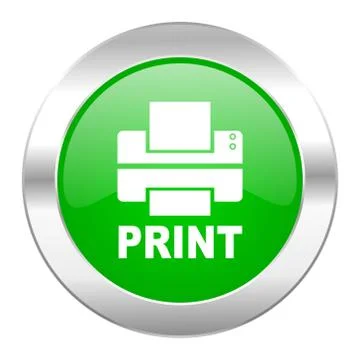 Printer green circle chrome web icon isolated. Stock Illustration