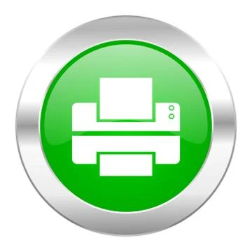 Printer green circle chrome web icon isolated. Stock Illustration