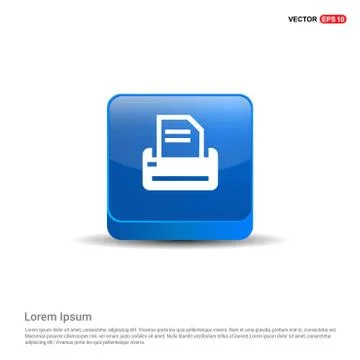 Printer Icon - 3d Blue Button Illustrazione stock