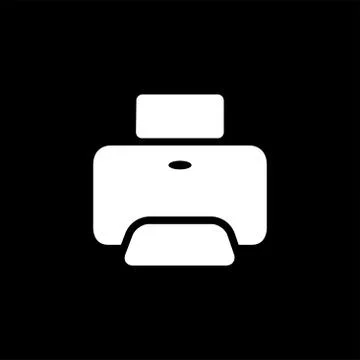 Printer Icon On Black Background. Black Flat Style Vector Illustration Stock Illustration