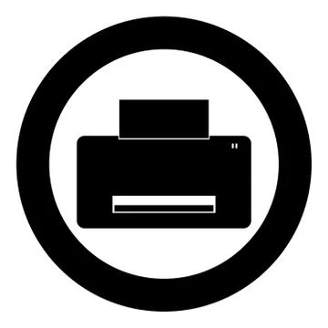 Printer  icon black color in circle Stock Illustration