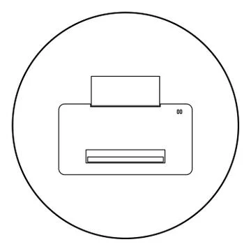 Printer  icon black color in circle Stock Illustration