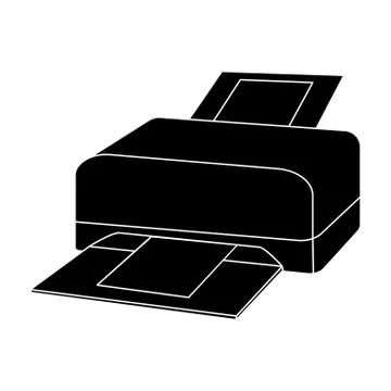 Printer icon in black style isolated on white background. Personal computer Stock Illustration