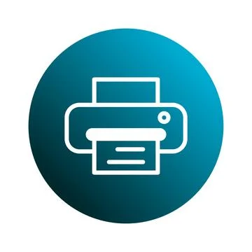 Printer icon on blue gradient background a simple representation of office .. Illustrazione stock