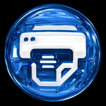 Printer icon blue, isolated on black background. Stockillustratie