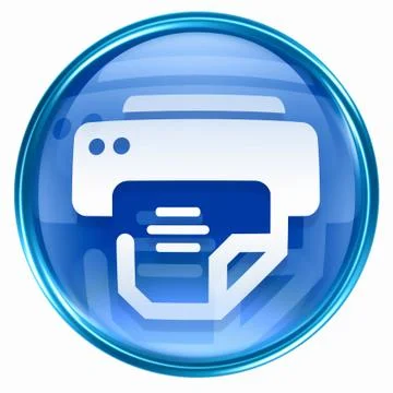 Printer icon blue, isolated on white background. Stock Illustration