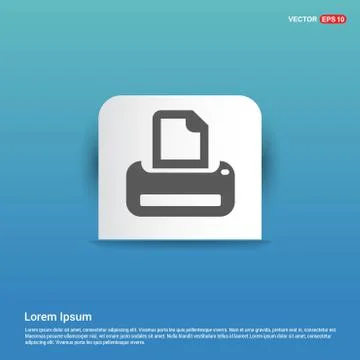 Printer icon - Blue Sticker button Illustrazione stock