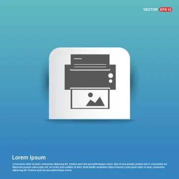 Printer icon - Blue Sticker button Illustrazione stock