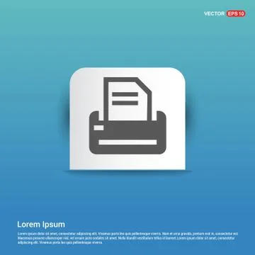 Printer Icon - Blue Sticker button Illustrazione stock