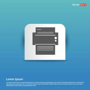 Printer icon - Blue Sticker button Illustrazione stock