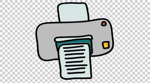 Printer icon cartoon hand drawn illustration animation sketch with transparent Stock Footage 44823948