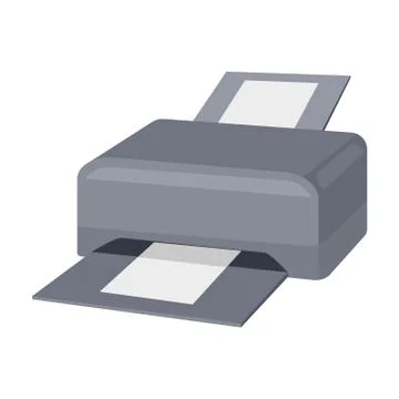 Printer icon in cartoon style isolated on white background. Personal computer Stock Illustration