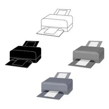 Printer icon in cartoon style isolated on white background. Personal computer Stock Illustration
