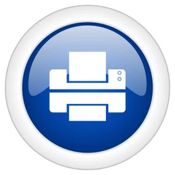 Printer icon, circle blue glossy internet button, web and mobile app illustra Stock Illustration