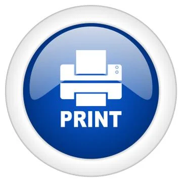 Printer icon, circle blue glossy internet button, web and mobile app illustra Stock Illustration
