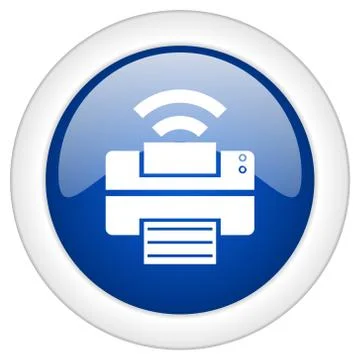 Printer icon, circle blue glossy internet button, web and mobile app illustra Stock Illustration