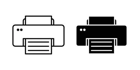 Printer icon collection in black, Line icons, flat symbols Stockillustratie
