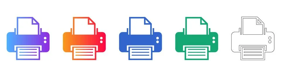 Printer Icon Collection for Software Interfaces Stock Illustration
