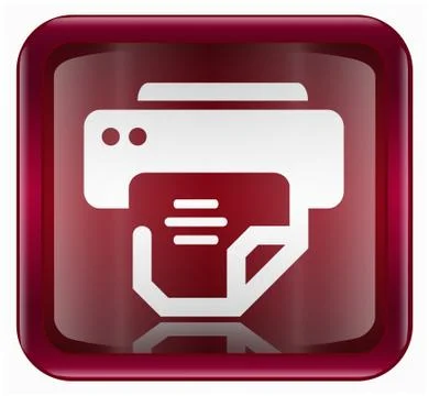 Printer icon dark red, isolated on white background Stock Illustration