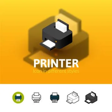 Printer icon in different style Illustrazione stock