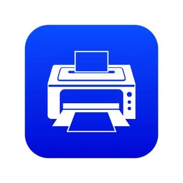 Printer icon digital blue Stock Illustration