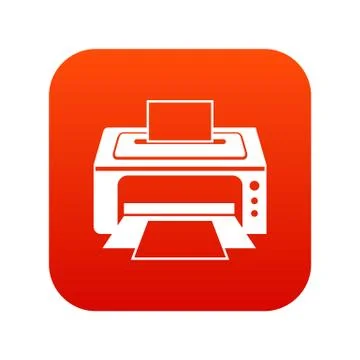 Printer icon digital red Illustrazione stock